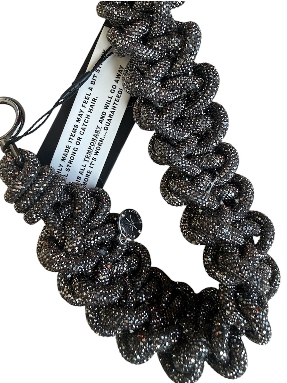 ROCKNOT Gunmetal Crystal Rhinestone Lace Chain 30" Shoulder Bag Strap NWT $140 - Picture 3 of 17
